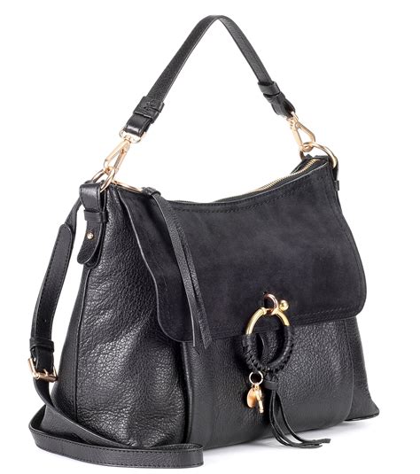 chloe black leather shoulder bag|genuine chloe handbags.